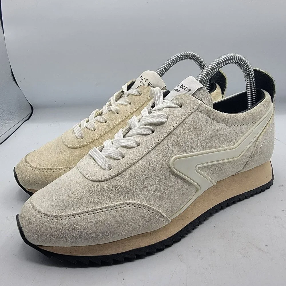 Rag & Bone Retro Runner Womens Size 6 Casual Sneaker Antique White Suede EU 36 - Picture 4 of 12